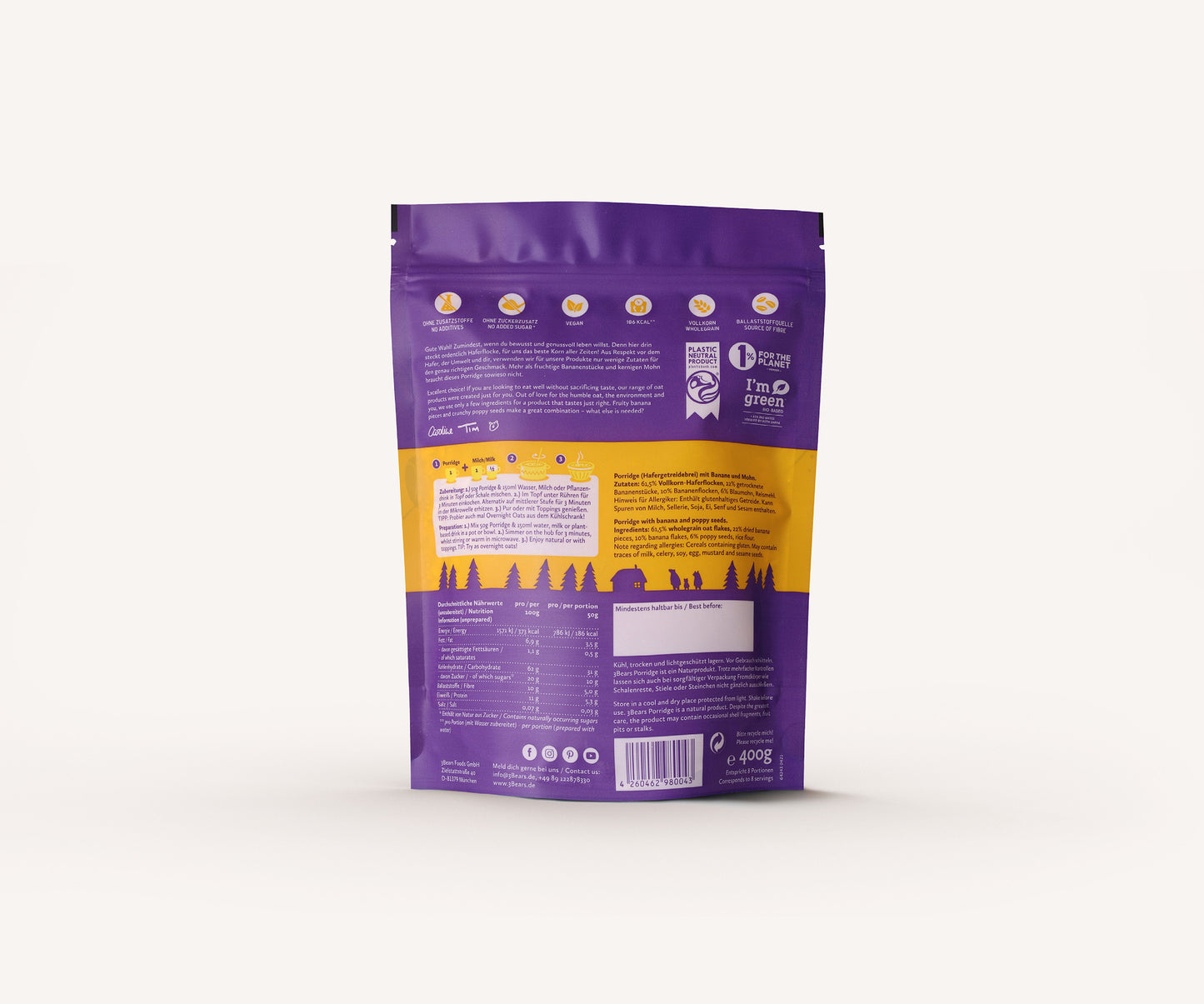 Porridge Mohnige Banane 400g VE6